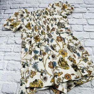 NWT Calypso St Barth Floral Print Romper Size 10 Cream w/Multi colored Flowers